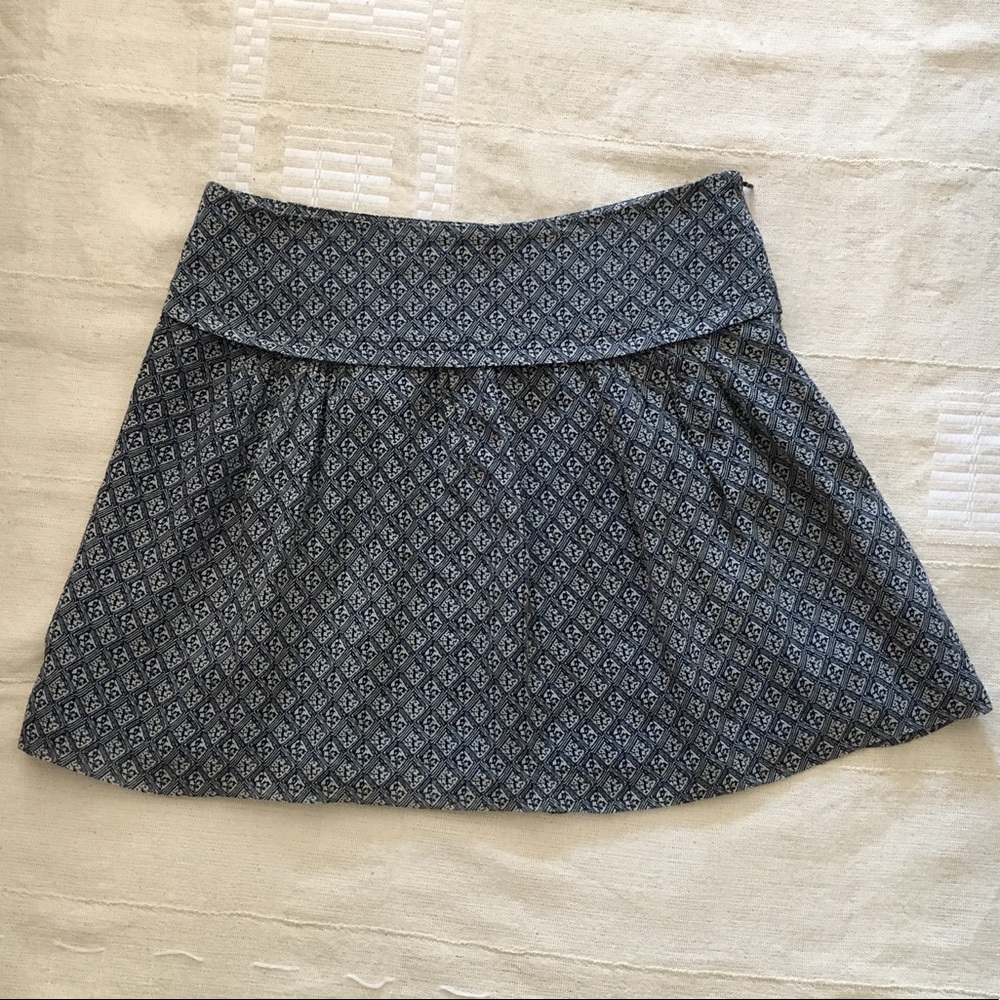 Madewell silk short skirt navy cream print sz 8